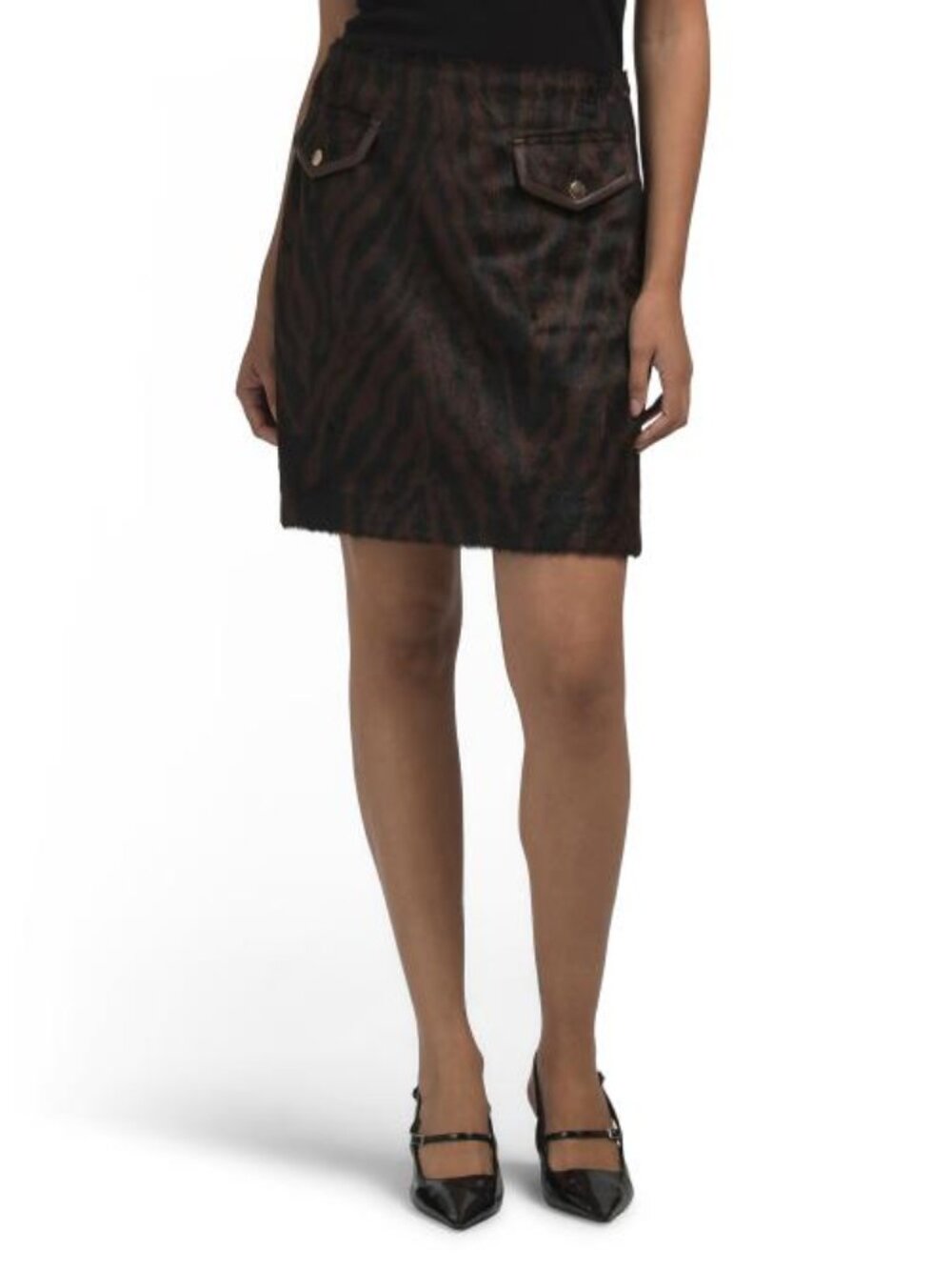 ISAAC MIZRAHI Faux Fur Mini Skirt